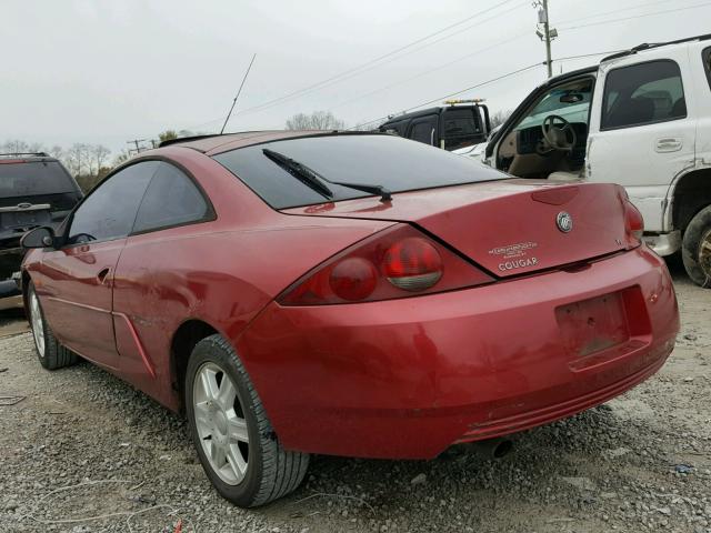 1ZWFT61L125600716 - 2002 MERCURY COUGAR V6 RED photo 3