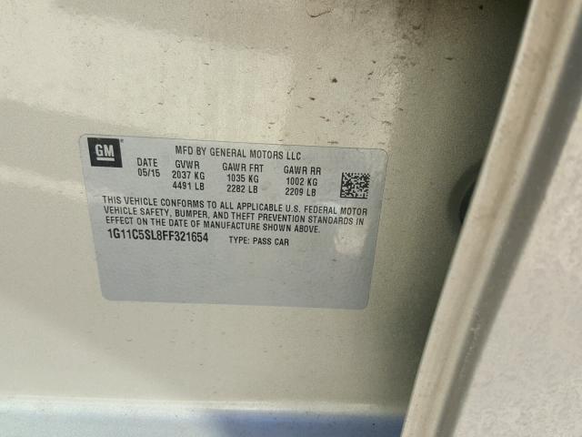 1G11C5SL8FF321654 - 2015 CHEVROLET MALIBU 1LT 米色 照片 10