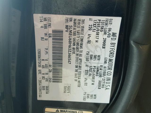 5LMEU68H63ZJ46547 - 2003 LINCOLN AVIATOR 黑色 照片 10