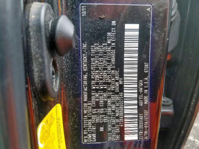 4T3BA3BB6BU027546 - 2011 TOYOTA VENZA BLACK photo 10