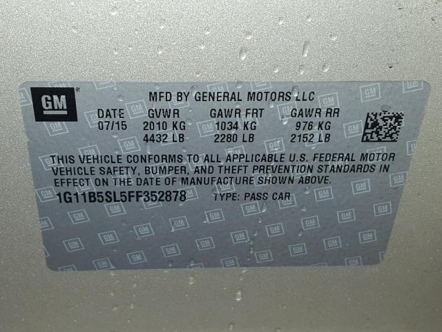 1G11B5SL5FF352878 - 2015 CHEVROLET MALIBU LS BEIGE photo 10