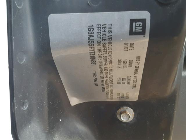 1G8AJ55F77Z184381 - 2007 SATURN ION LEVEL WHITE photo 10