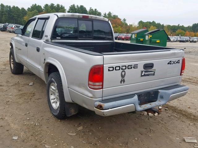 1B7GG2AX61S197411 - 2001 DODGE DAKOTA QUA GRAY photo 3