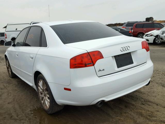 WAUAF78E78A134664 - 2008 AUDI A4 2.0T WHITE photo 3