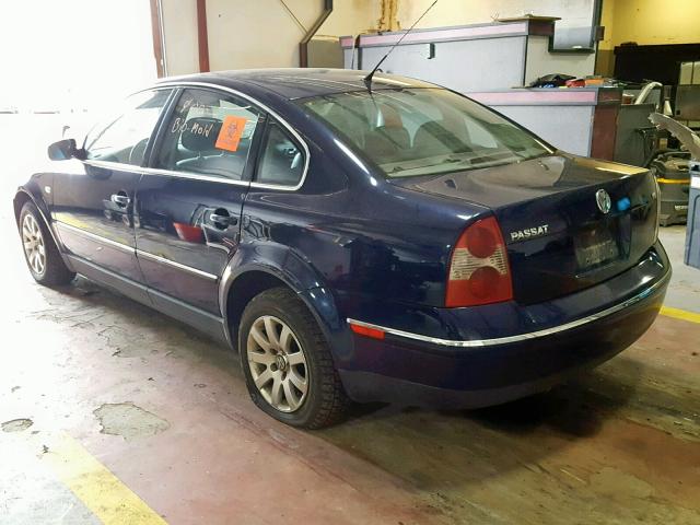 WVWPH63B21P203679 - 2001 VOLKSWAGEN PASSAT GLS BLUE photo 3