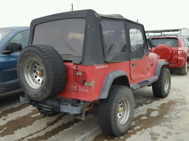 2J4FY29S2MJ140333 - 1991 JEEP WRANGLER / RED photo 4