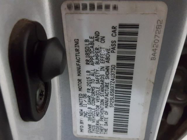 5Y2SL65837Z413750 - 2007 PONTIAC VIBE SILVER photo 10