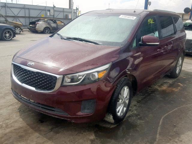 KNDMB5C12F6067797 - 2015 KIA SEDONA LX MAROON photo 2