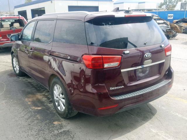 KNDMB5C12F6067797 - 2015 KIA SEDONA LX MAROON photo 3