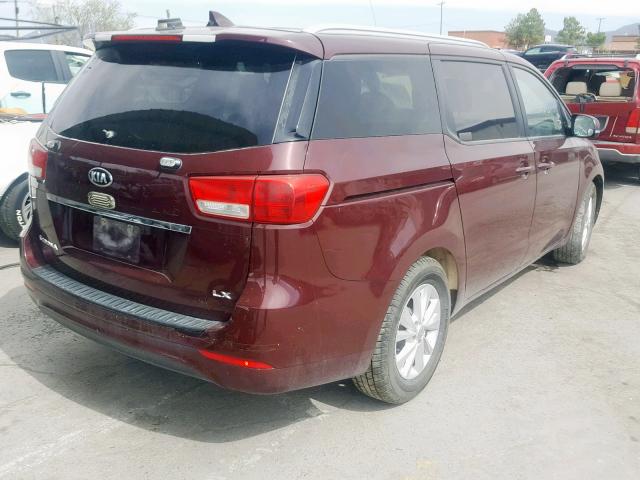 KNDMB5C12F6067797 - 2015 KIA SEDONA LX MAROON photo 4