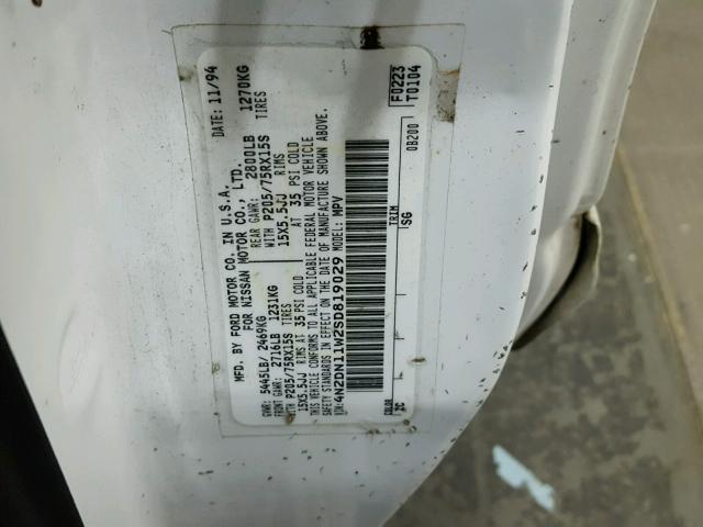 4N2DN11W2SD819029 - 1995 NISSAN QUEST XE WHITE photo 10