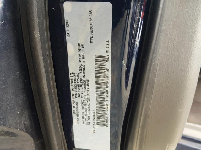 4S3BH625647304654 - 2004 SUBARU LEGACY L S BLUE photo 10