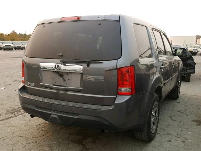 5FNYF3H25CB037205 - 2012 HONDA PILOT LX GRAY photo 4