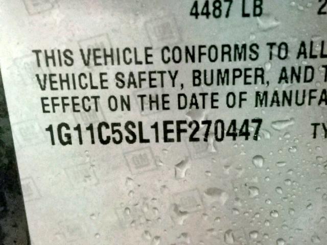 1G11C5SL1EF270447 - 2014 CHEVROLET MALIBU 1LT 黑色 照片 10