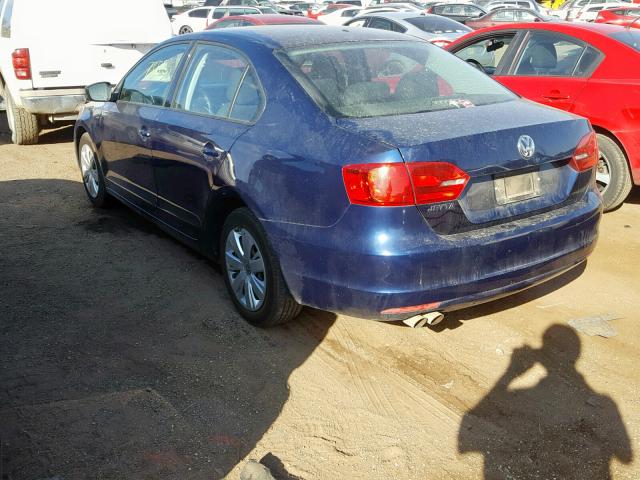 3VW2K7AJ2DM364567 - 2013 VOLKSWAGEN JETTA BASE 蓝色 照片 3