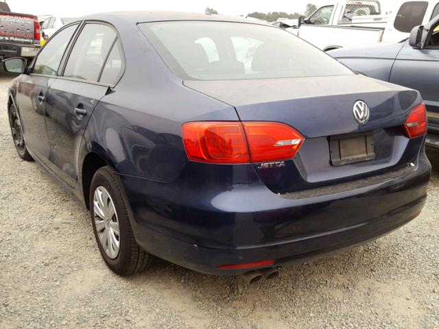 3VW1K7AJ1DM210265 - 2013 VOLKSWAGEN JETTA BASE Կապույտ լուսանկար 3