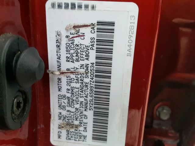 5Y2SL65897Z400534 - 2007 PONTIAC VIBE RED photo 10