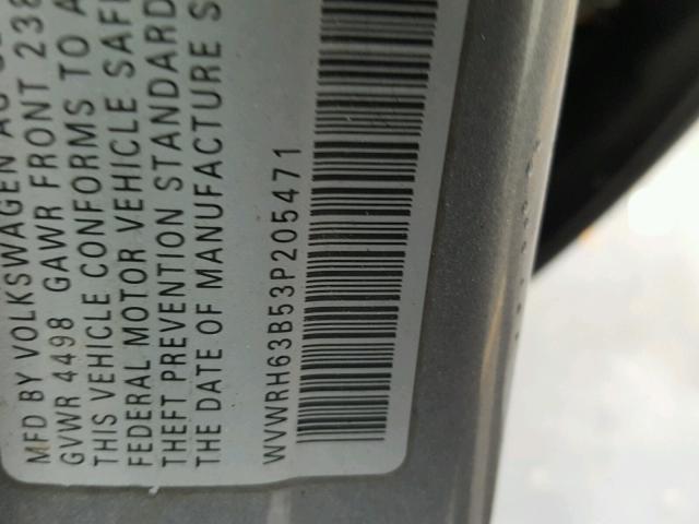 WVWRH63B53P205471 - 2003 VOLKSWAGEN PASSAT GLX 灰色 照片 10