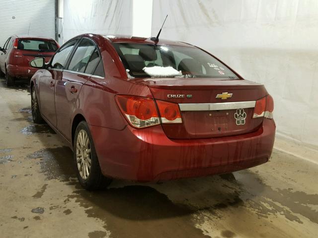 1G1PJ5SB9D7320995 - 2013 CHEVROLET CRUZE ECO MAROON photo 3