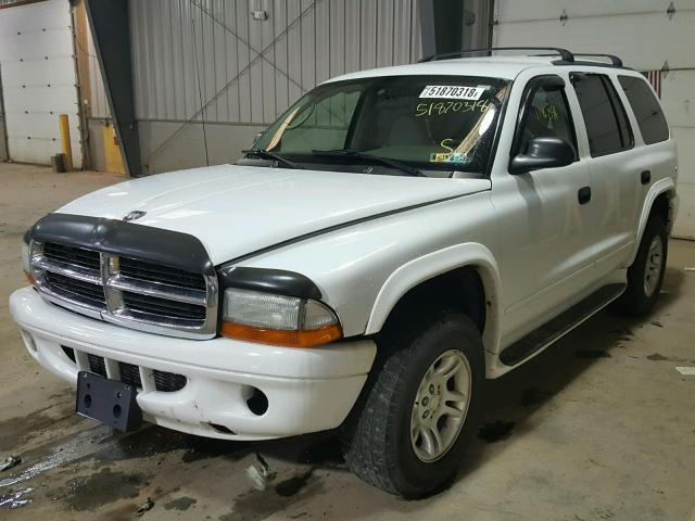 1D4HS48N73F604394 - 2003 DODGE DURANGO SL WHITE photo 2