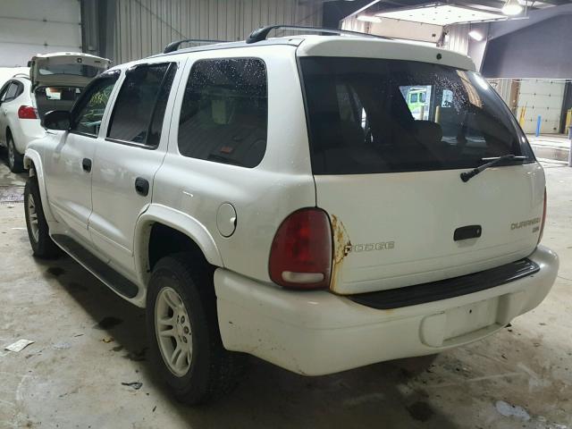 1D4HS48N73F604394 - 2003 DODGE DURANGO SL WHITE photo 3