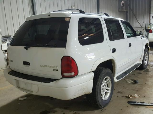 1D4HS48N73F604394 - 2003 DODGE DURANGO SL WHITE photo 4