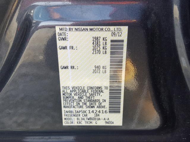 1N4BL3AP5DC142416 - 2013 NISSAN ALTIMA 3.5 CHARCOAL photo 10