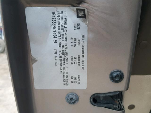 1G1ZS58F57F164139 - 2007 CHEVROLET MALIBU LS BROWN photo 10