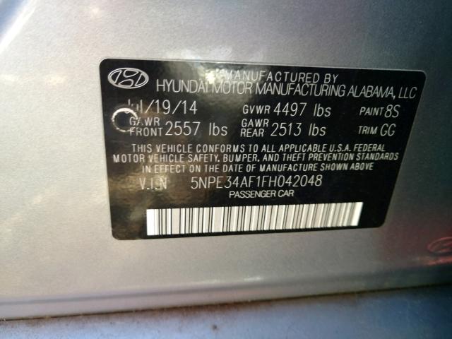 5NPE34AF1FH042048 - 2015 HYUNDAI SONATA SPO SILVER photo 10