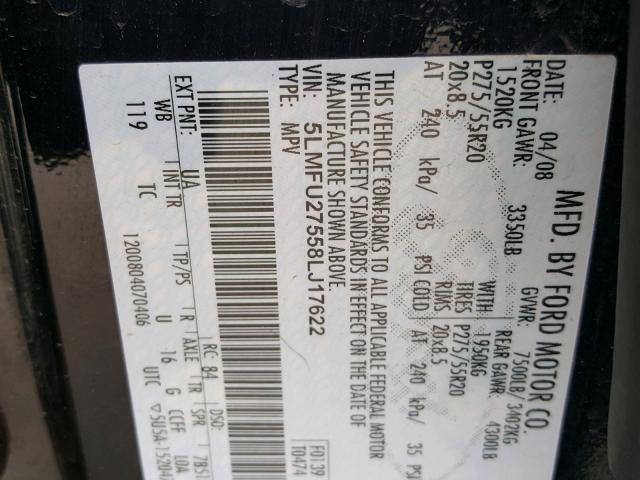 5LMFU27558LJ17622 - 2008 LINCOLN NAVIGATOR 黑色 照片 10