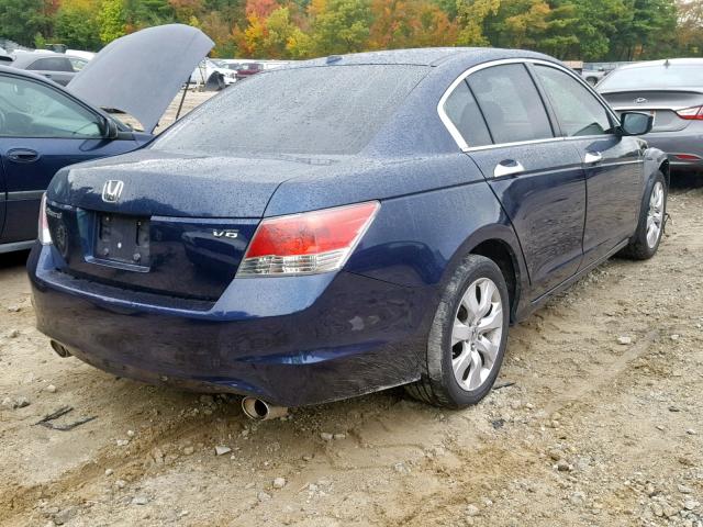 1HGCP36828A020863 - 2008 HONDA ACCORD EXL BLUE photo 4