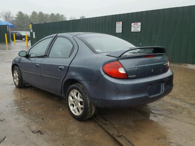 1B3ES56C42D602394 - 2002 DODGE NEON ES BLUE photo 3