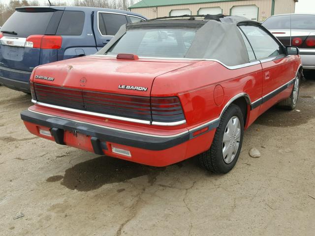 1C3XJ5530LG499829 - 1990 CHRYSLER LEBARON PR RED photo 4