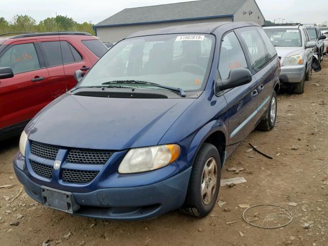 1B4GP25B82B595698 - 2002 DODGE CARAVAN SE BLUE photo 2