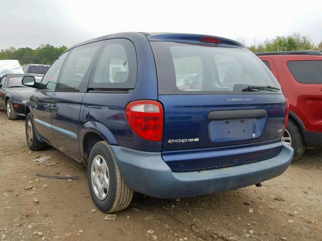 1B4GP25B82B595698 - 2002 DODGE CARAVAN SE BLUE photo 3