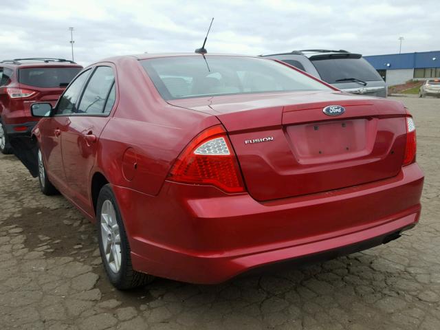 3FAHP0GA4CR432257 - 2012 FORD FUSION S RED photo 3