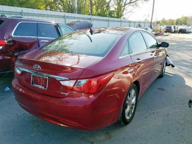 5NPEC4AC3BH121124 - 2011 HYUNDAI SONATA SE RED photo 4