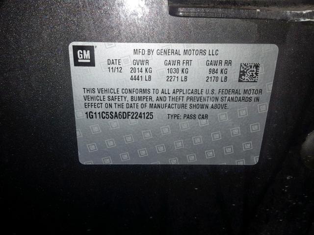 1G11C5SA6DF224125 - 2013 CHEVROLET MALIBU 1LT GRAY photo 10