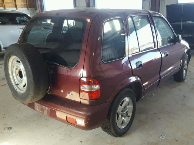 KNDJA723115074923 - 2001 KIA SPORTAGE RED photo 4