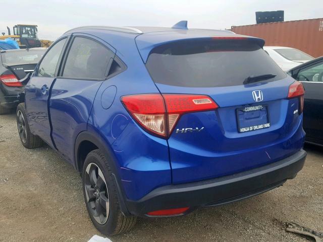 3CZRU6H77JM703300 - 2018 HONDA HR-V EXL BLUE photo 3