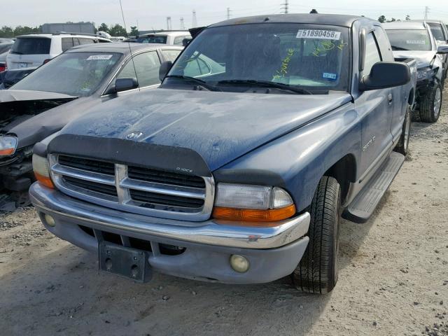 1B7GL22NX1S337193 - 2001 DODGE DAKOTA BLUE photo 2