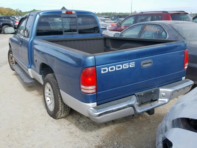 1B7GL22NX1S337193 - 2001 DODGE DAKOTA BLUE photo 3