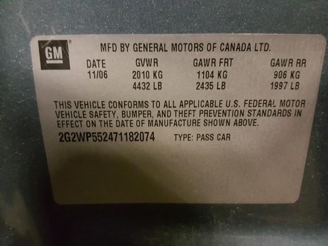 2G2WP552471182074 - 2007 PONTIAC GRAND PRIX BLACK photo 10