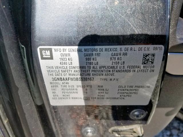 3GNBAAFW3BS538167 - 2011 CHEVROLET HHR LS 黑色 照片 10