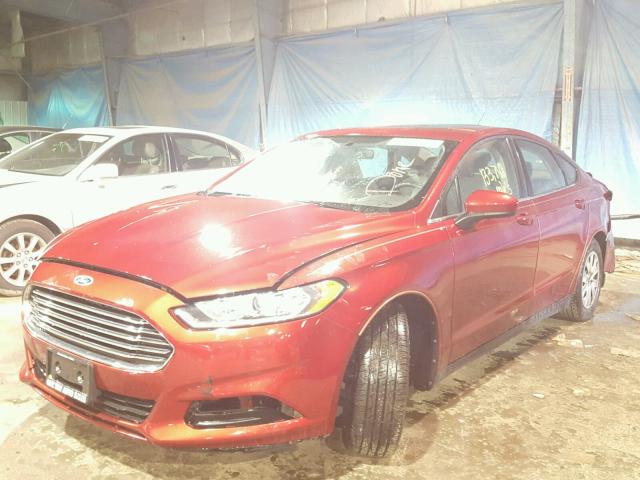 3FA6P0G7XDR154011 - 2013 FORD FUSION S RED photo 2