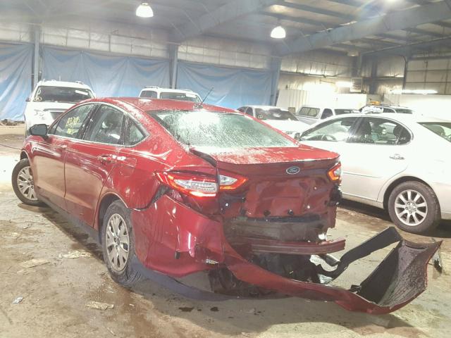 3FA6P0G7XDR154011 - 2013 FORD FUSION S RED photo 3