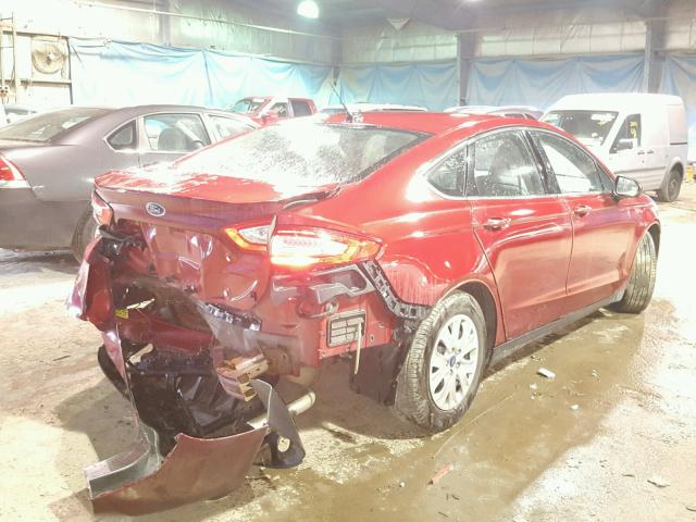 3FA6P0G7XDR154011 - 2013 FORD FUSION S RED photo 4