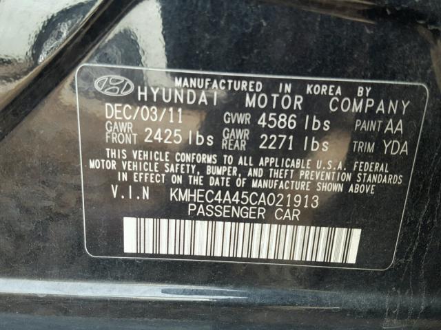 KMHEC4A45CA021913 - 2012 HYUNDAI SONATA HYB BLACK photo 10