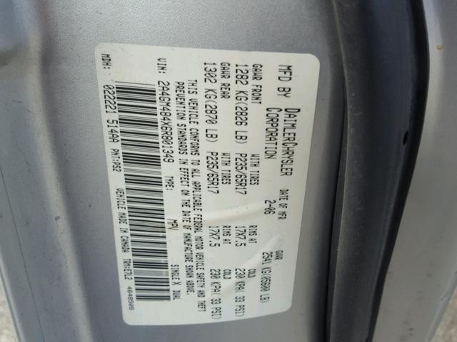 2A4GM484X6R801349 - 2006 CHRYSLER PACIFICA SILVER photo 10