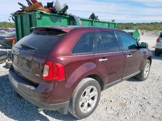 2FMDK3JC1BBA26559 - 2011 FORD EDGE SEL BURGUNDY photo 4